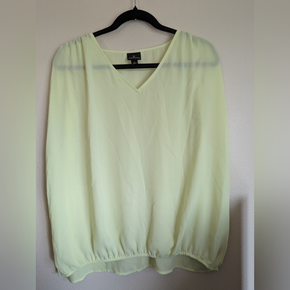 Worthington Light Green 3/4 Sleeve Billowy Blouse Size L